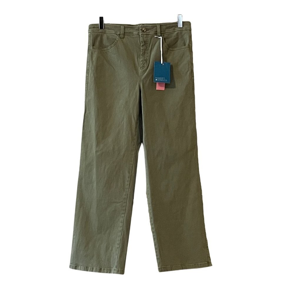 NWT Market & Spruce Wide Straight Leg Chino Pants in Green